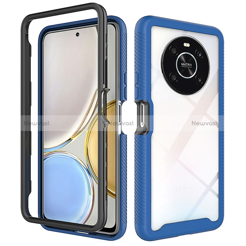 Silicone Transparent Frame Case Cover 360 Degrees ZJ1 for Huawei Honor X9 4G Blue