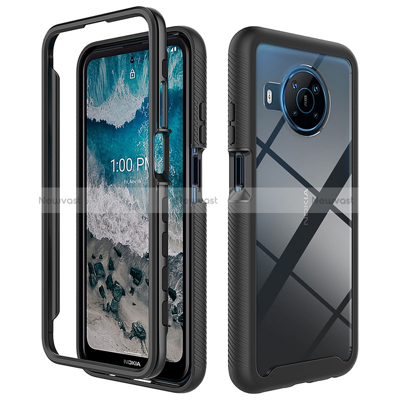 Silicone Transparent Frame Case Cover 360 Degrees ZJ1 for Nokia X100 5G Black