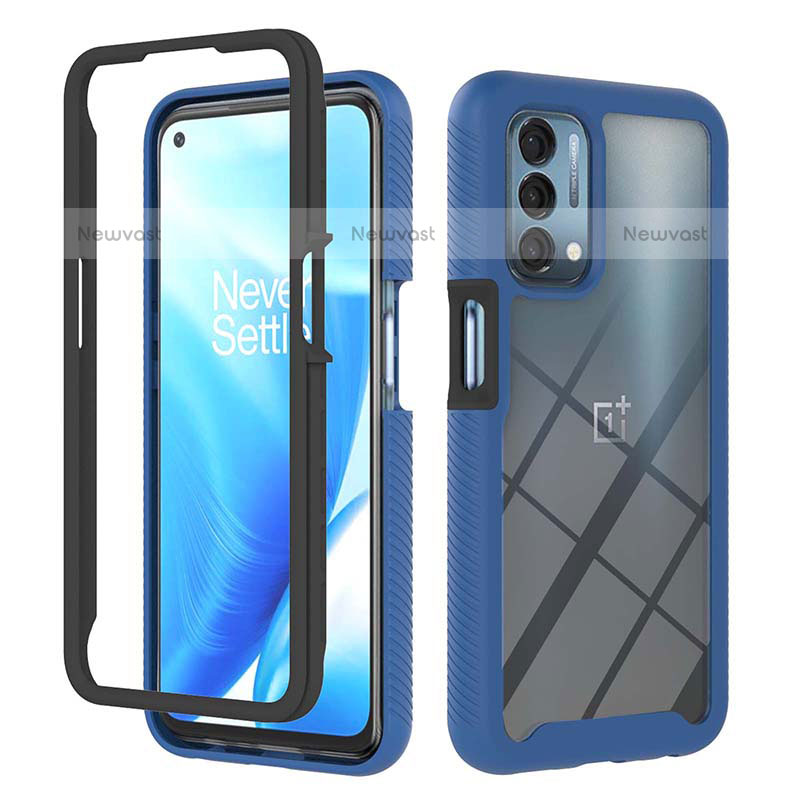 Silicone Transparent Frame Case Cover 360 Degrees ZJ1 for OnePlus Nord N200 5G Blue