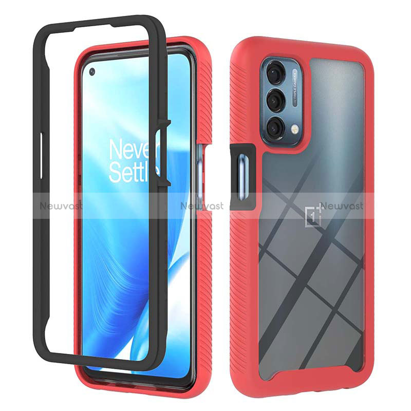 Silicone Transparent Frame Case Cover 360 Degrees ZJ1 for Oppo A54 5G Red