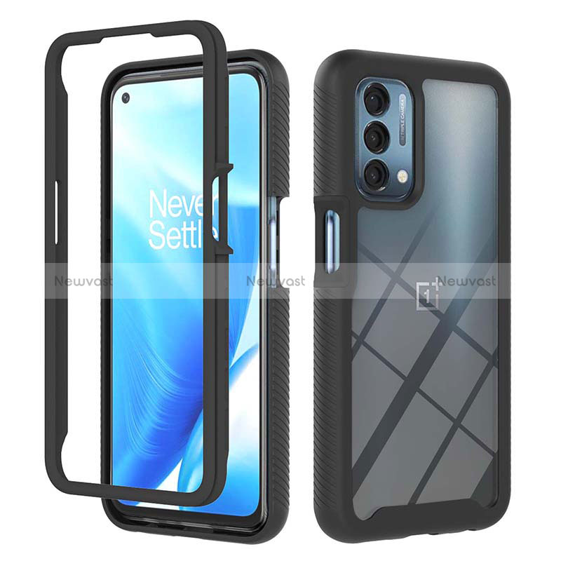 Silicone Transparent Frame Case Cover 360 Degrees ZJ1 for Oppo A74 5G Black