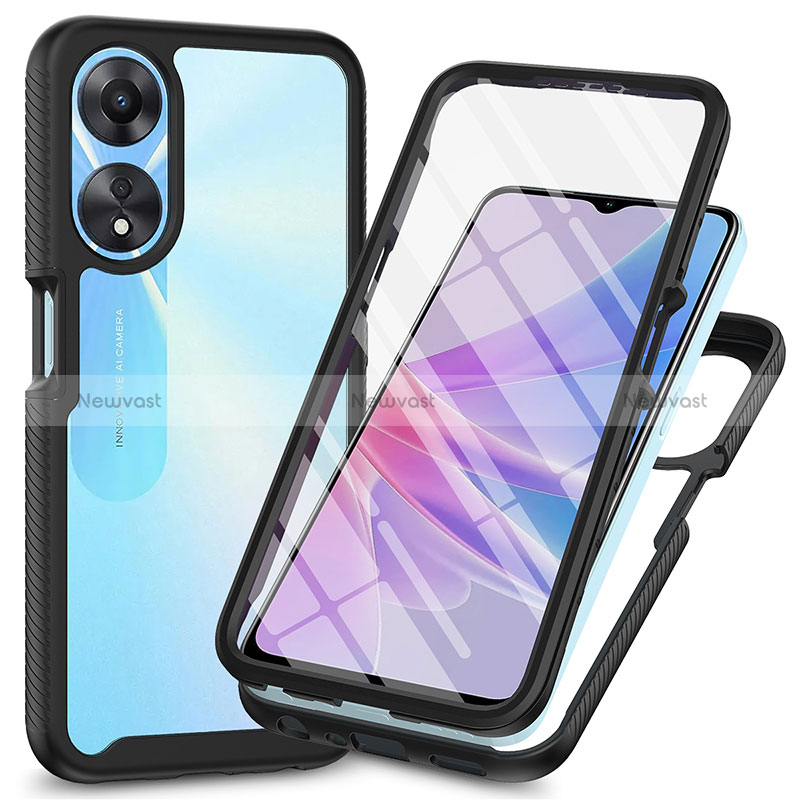 Silicone Transparent Frame Case Cover 360 Degrees ZJ1 for Oppo A78 5G