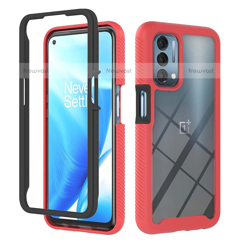 Silicone Transparent Frame Case Cover 360 Degrees ZJ1 for Oppo A93 5G Red