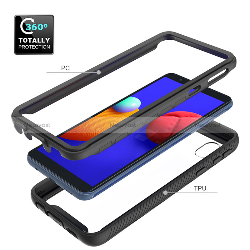 Silicone Transparent Frame Case Cover 360 Degrees ZJ1 for Samsung Galaxy A01 Core