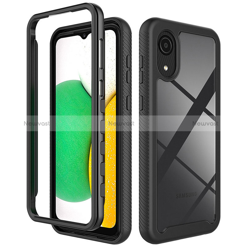 Silicone Transparent Frame Case Cover 360 Degrees ZJ1 for Samsung Galaxy A03 Core Black