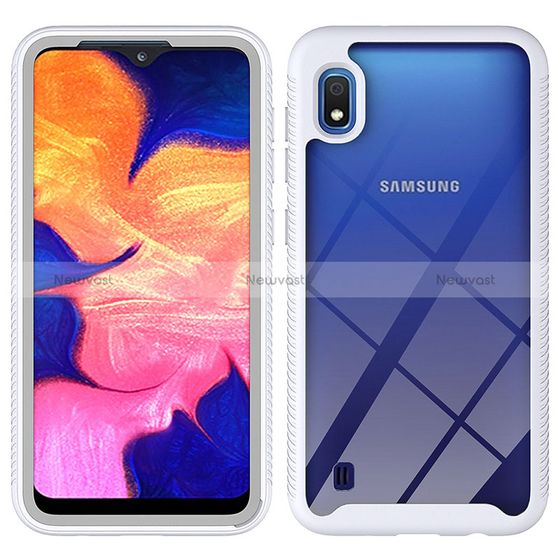 Silicone Transparent Frame Case Cover 360 Degrees ZJ1 for Samsung Galaxy A10 White