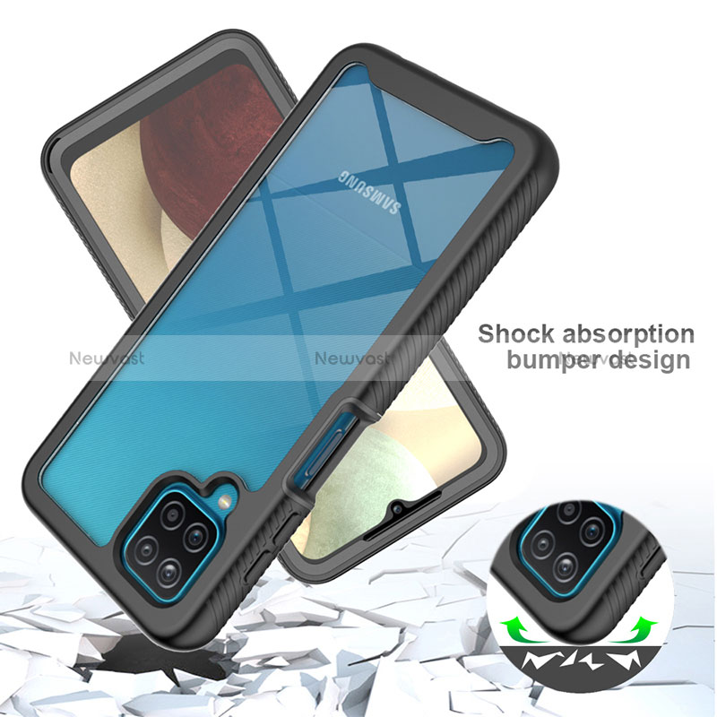 Silicone Transparent Frame Case Cover 360 Degrees ZJ1 for Samsung Galaxy A12 Nacho