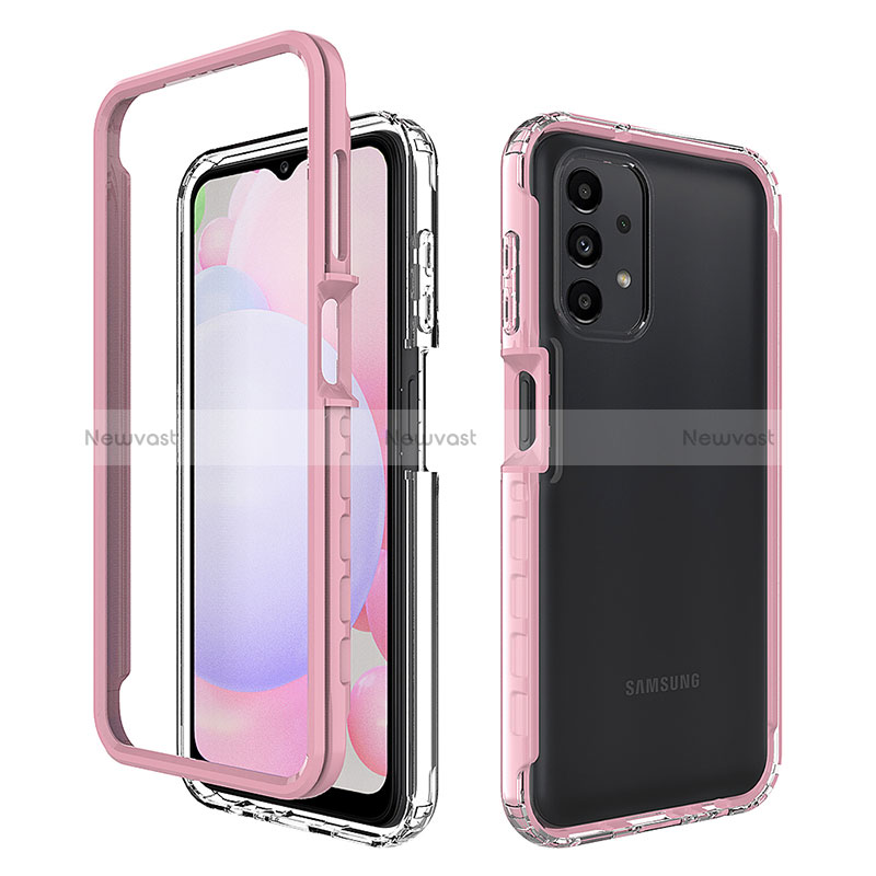 Silicone Transparent Frame Case Cover 360 Degrees ZJ1 for Samsung Galaxy A13 4G Pink