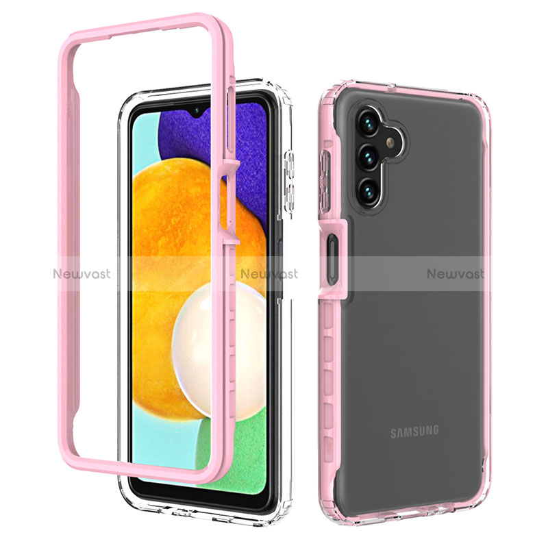 Silicone Transparent Frame Case Cover 360 Degrees ZJ1 for Samsung Galaxy A13 5G Pink