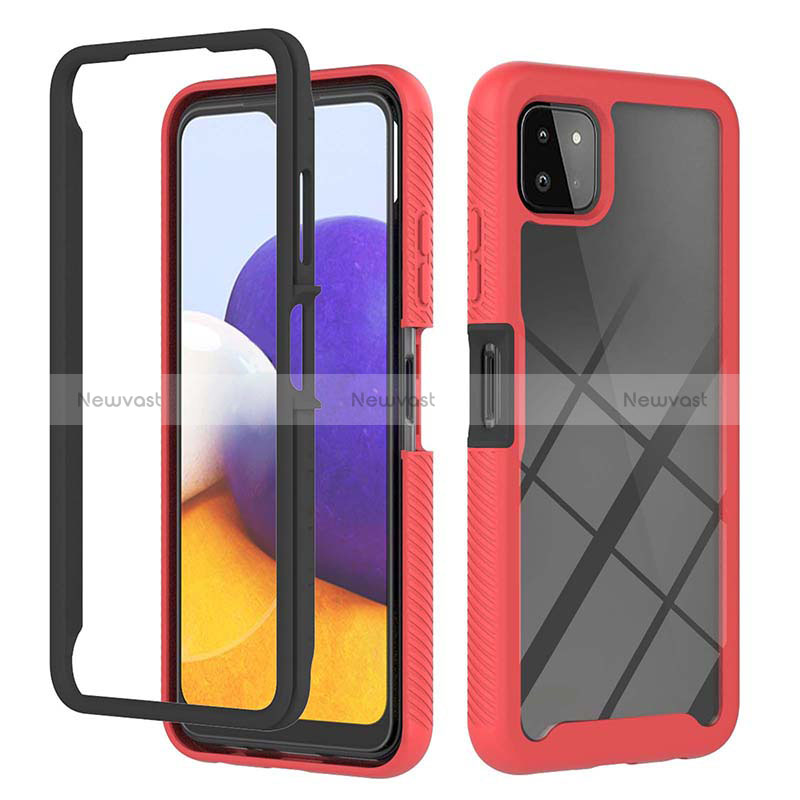 Silicone Transparent Frame Case Cover 360 Degrees ZJ1 for Samsung Galaxy A22s 5G Red