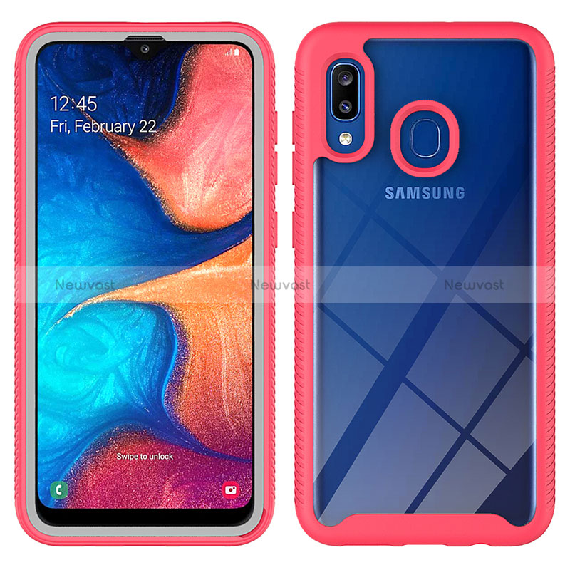 Silicone Transparent Frame Case Cover 360 Degrees ZJ1 for Samsung Galaxy A30 Hot Pink