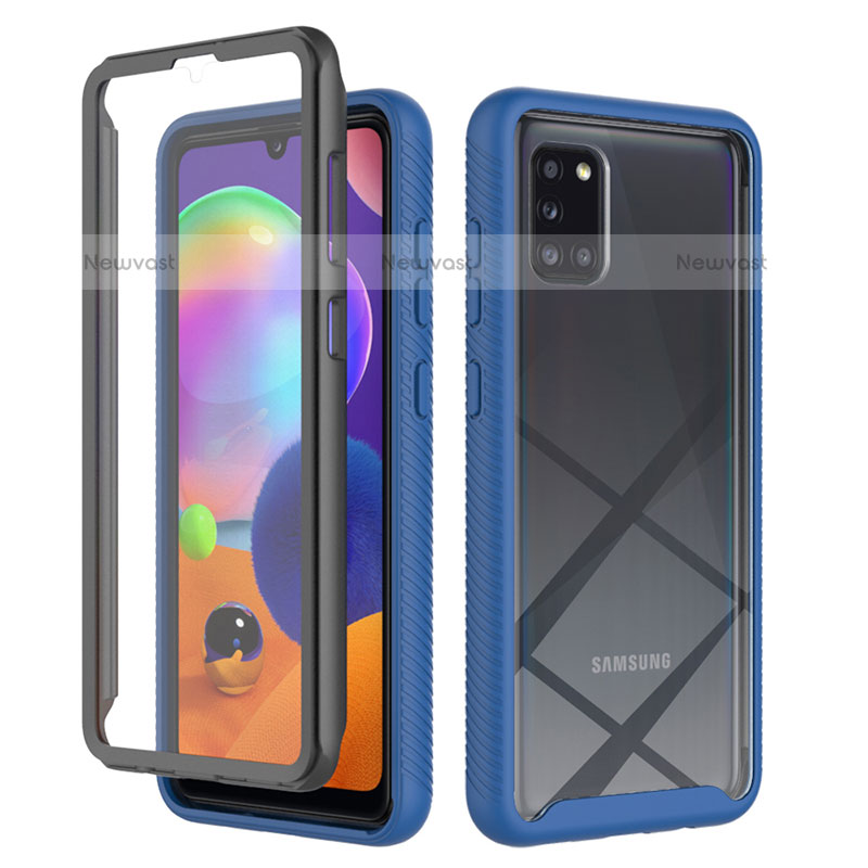 Silicone Transparent Frame Case Cover 360 Degrees ZJ1 for Samsung Galaxy A31 Blue