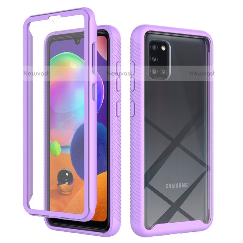 Silicone Transparent Frame Case Cover 360 Degrees ZJ1 for Samsung Galaxy A31 Clove Purple