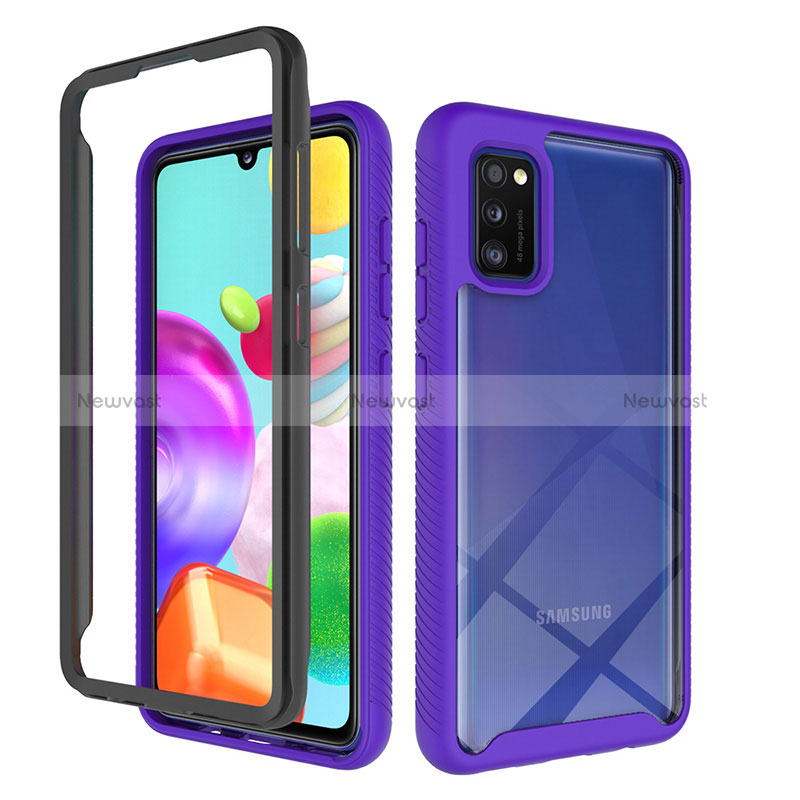 Silicone Transparent Frame Case Cover 360 Degrees ZJ1 for Samsung Galaxy A41 Clove Purple