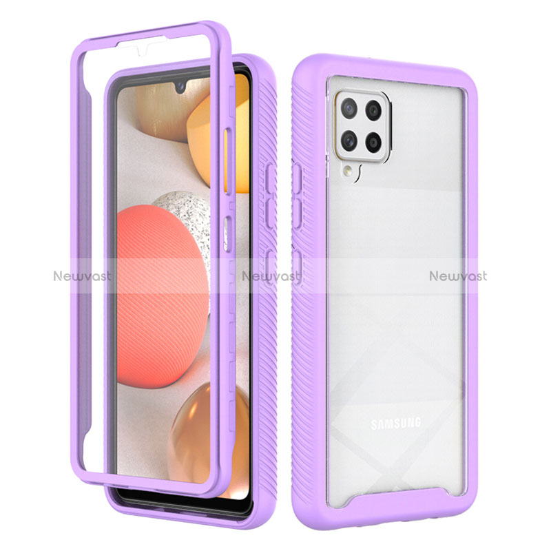 Silicone Transparent Frame Case Cover 360 Degrees ZJ1 for Samsung Galaxy A42 5G Clove Purple