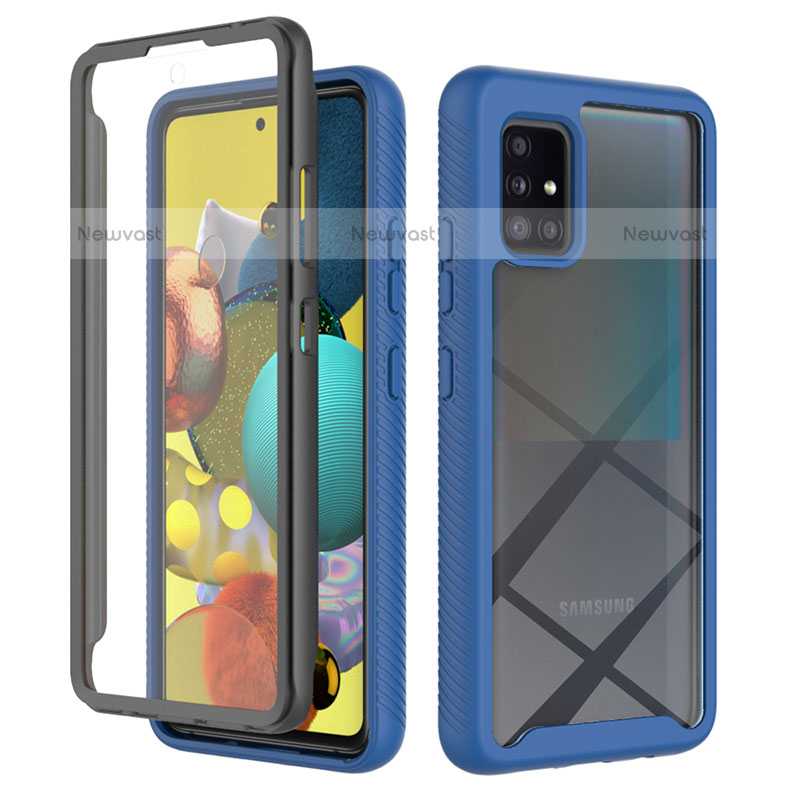 Silicone Transparent Frame Case Cover 360 Degrees ZJ1 for Samsung Galaxy A51 4G Blue