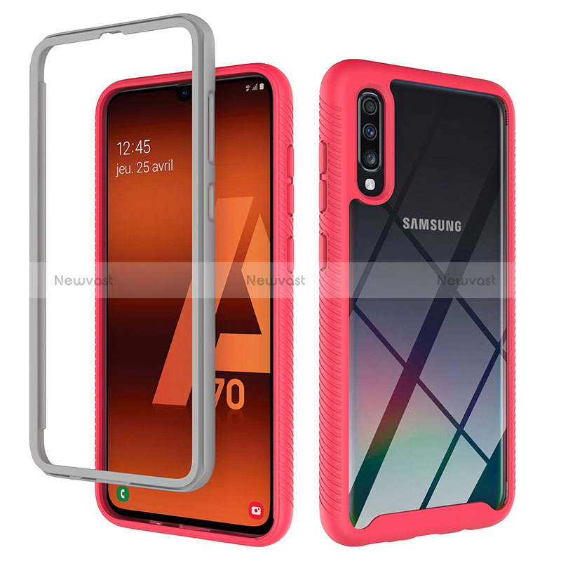 Silicone Transparent Frame Case Cover 360 Degrees ZJ1 for Samsung Galaxy A70