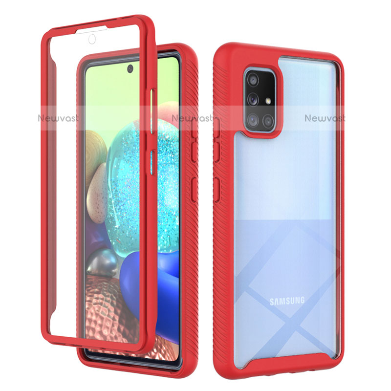 Silicone Transparent Frame Case Cover 360 Degrees ZJ1 for Samsung Galaxy A71 4G A715 White