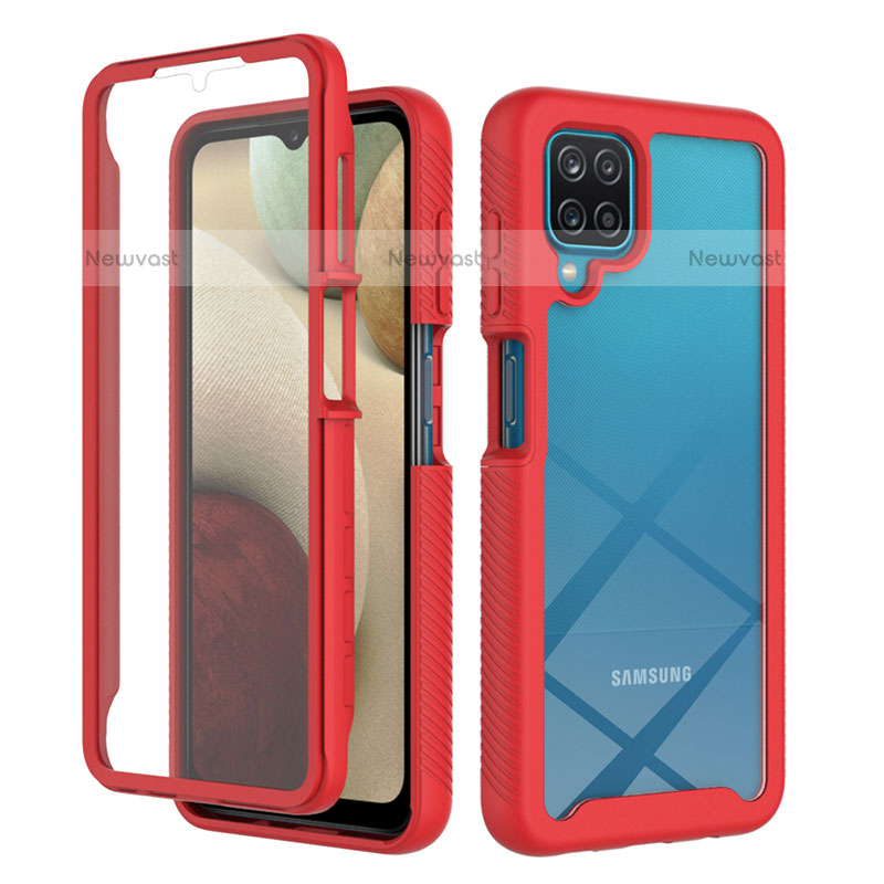 Silicone Transparent Frame Case Cover 360 Degrees ZJ1 for Samsung Galaxy F12 Red