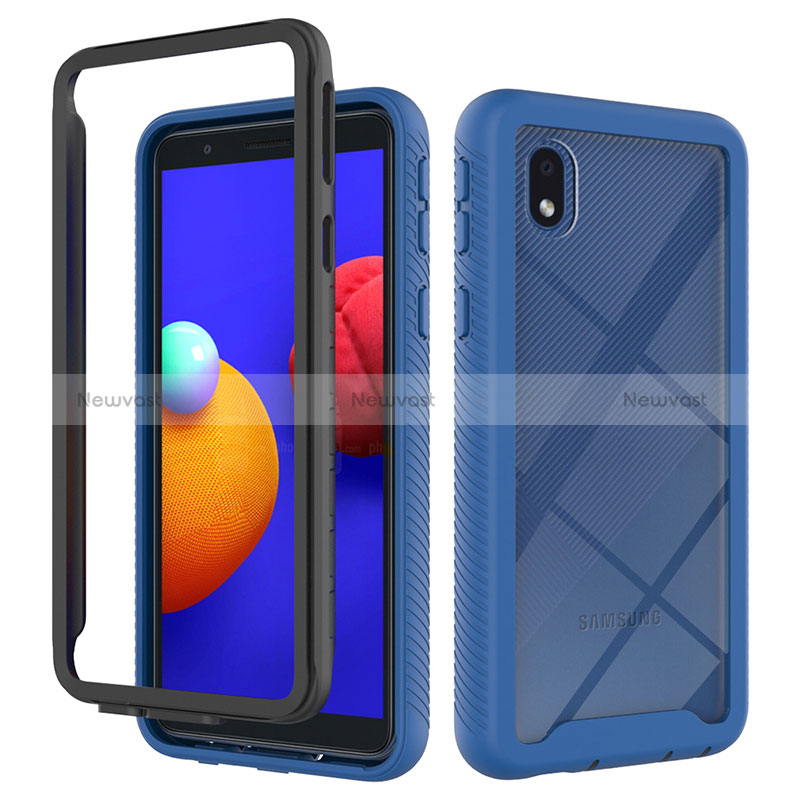 Silicone Transparent Frame Case Cover 360 Degrees ZJ1 for Samsung Galaxy M01 Core Blue