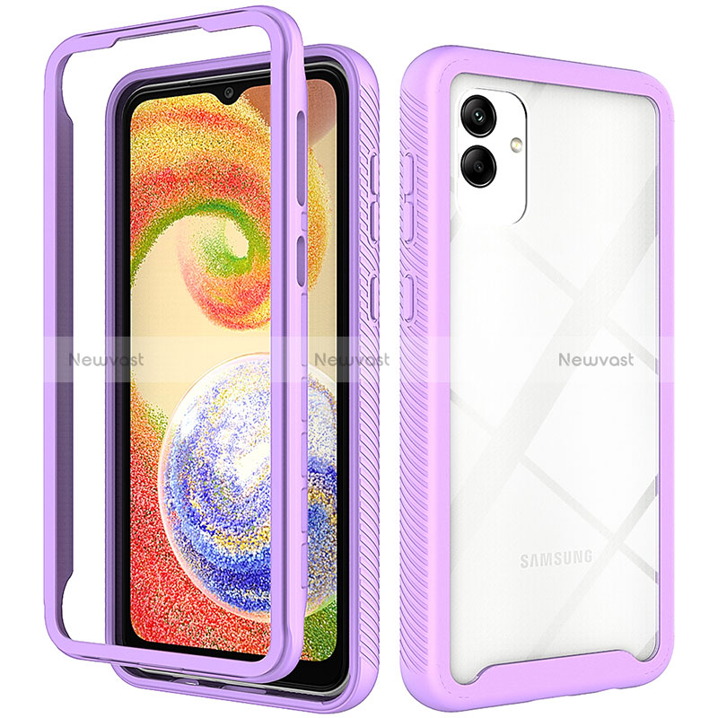 Silicone Transparent Frame Case Cover 360 Degrees ZJ1 for Samsung Galaxy M04 Purple