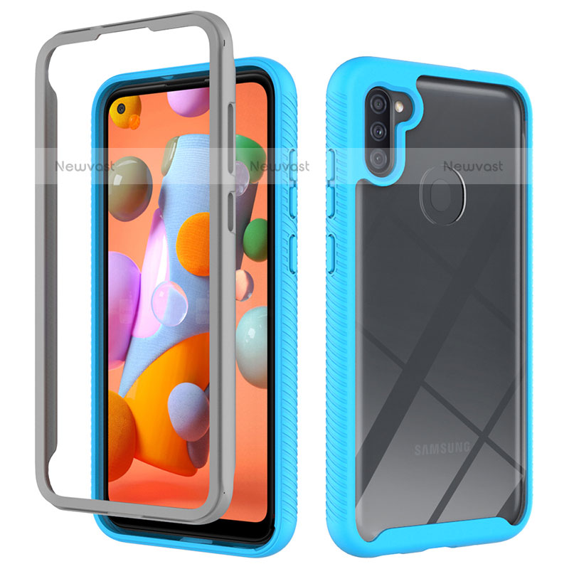 Silicone Transparent Frame Case Cover 360 Degrees ZJ1 for Samsung Galaxy M11