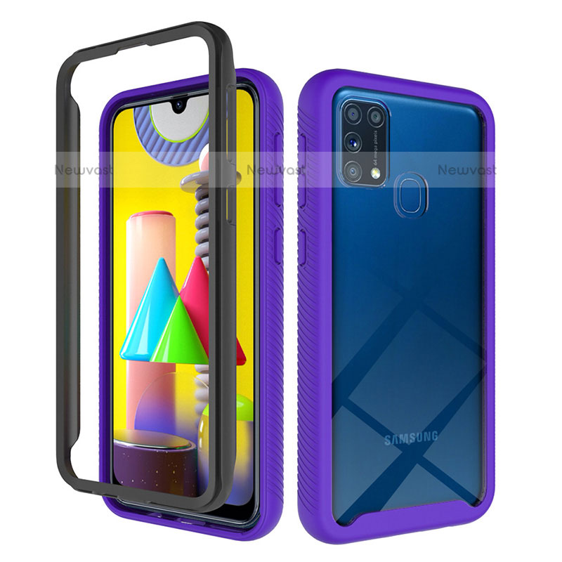 Silicone Transparent Frame Case Cover 360 Degrees ZJ1 for Samsung Galaxy M31 Clove Purple