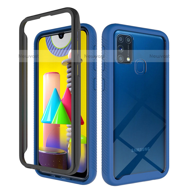 Silicone Transparent Frame Case Cover 360 Degrees ZJ1 for Samsung Galaxy M31 Prime Edition Blue