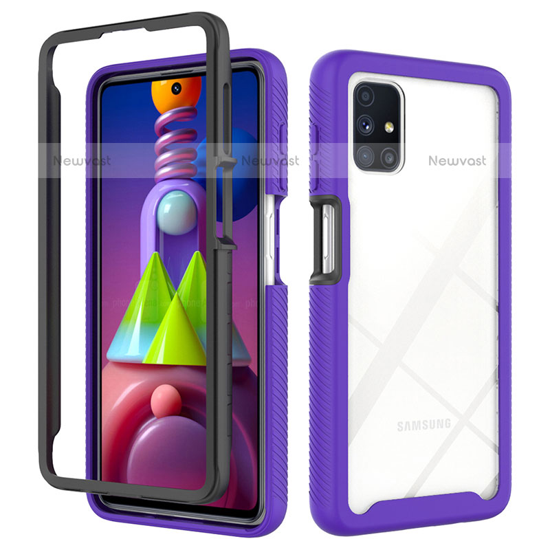 Silicone Transparent Frame Case Cover 360 Degrees ZJ1 for Samsung Galaxy M51