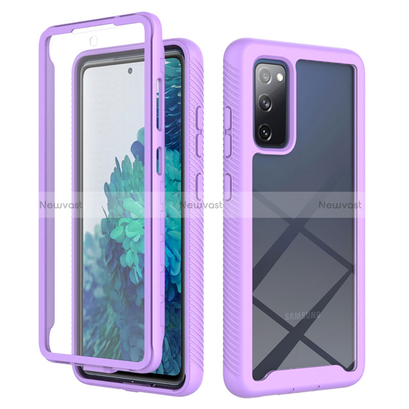 Silicone Transparent Frame Case Cover 360 Degrees ZJ1 for Samsung Galaxy S20 FE (2022) 5G Clove Purple