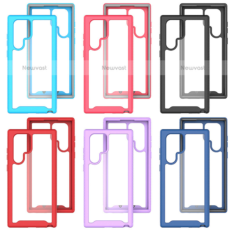 Silicone Transparent Frame Case Cover 360 Degrees ZJ1 for Samsung Galaxy S23 Ultra 5G