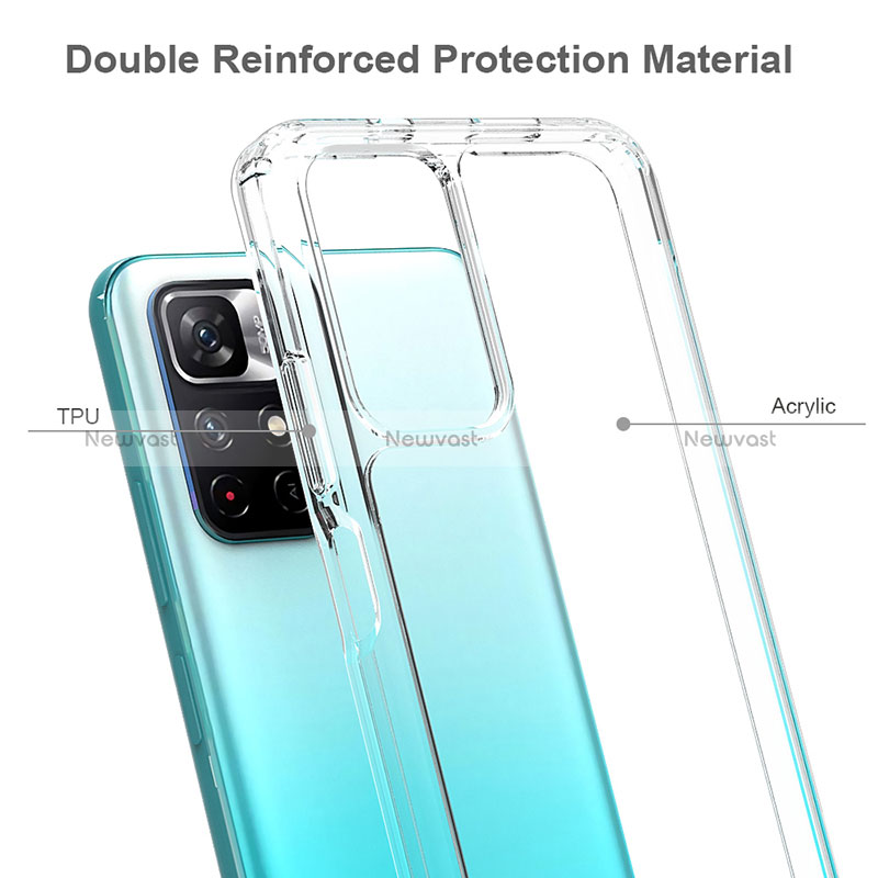 Silicone Transparent Frame Case Cover 360 Degrees ZJ1 for Xiaomi Redmi Note 11 5G