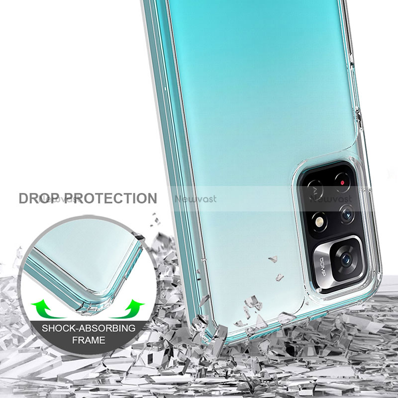 Silicone Transparent Frame Case Cover 360 Degrees ZJ1 for Xiaomi Redmi Note 11T 5G