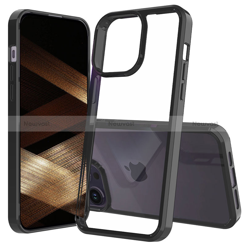 Silicone Transparent Frame Case Cover 360 Degrees ZJ2 for Apple iPhone 13 Pro Black