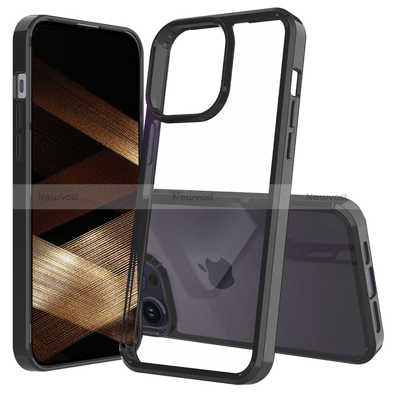 Silicone Transparent Frame Case Cover 360 Degrees ZJ2 for Apple iPhone 13 Pro Max Black