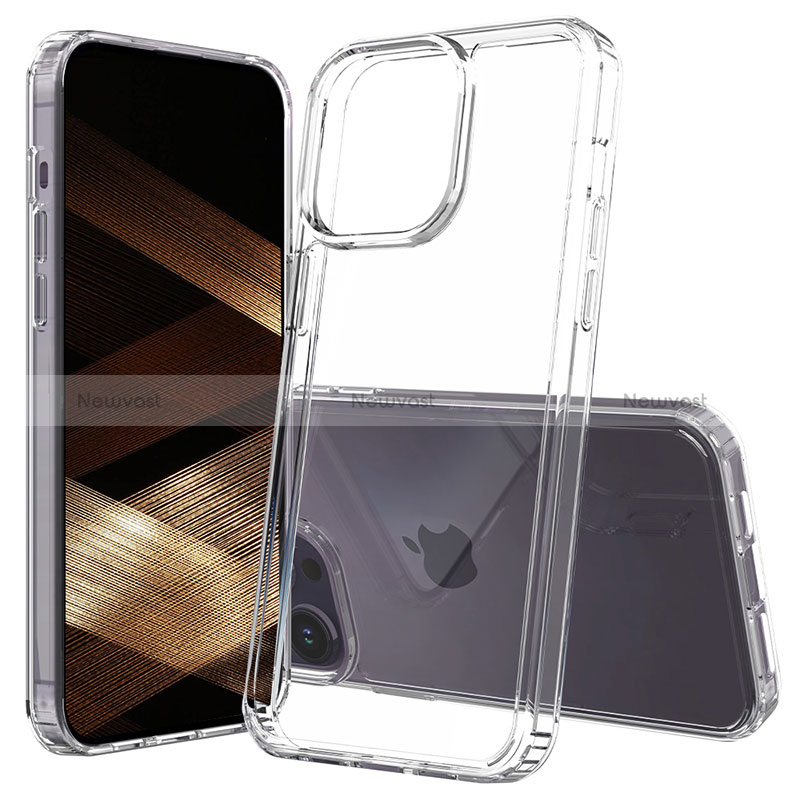 Silicone Transparent Frame Case Cover 360 Degrees ZJ2 for Apple iPhone 13 Pro Max Clear