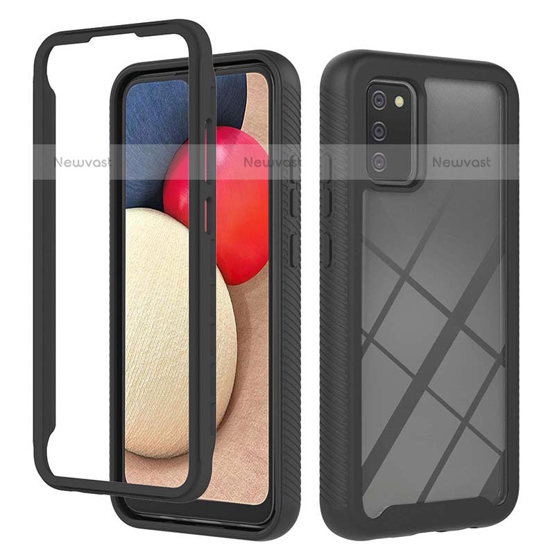 Silicone Transparent Frame Case Cover 360 Degrees ZJ2 for Samsung Galaxy A02s Black