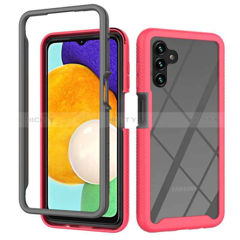 Silicone Transparent Frame Case Cover 360 Degrees ZJ2 for Samsung Galaxy A04s Hot Pink