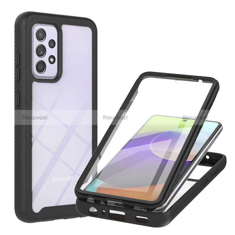 Silicone Transparent Frame Case Cover 360 Degrees ZJ2 for Samsung Galaxy A52 4G Black