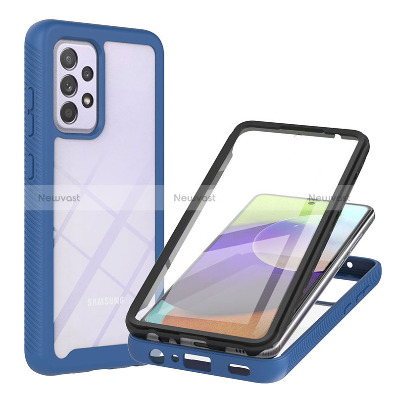 Silicone Transparent Frame Case Cover 360 Degrees ZJ2 for Samsung Galaxy A52 5G Blue