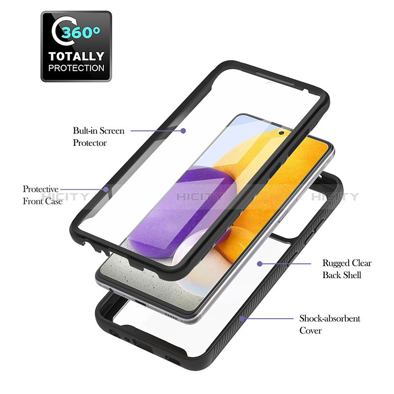 Silicone Transparent Frame Case Cover 360 Degrees ZJ2 for Samsung Galaxy A72 4G