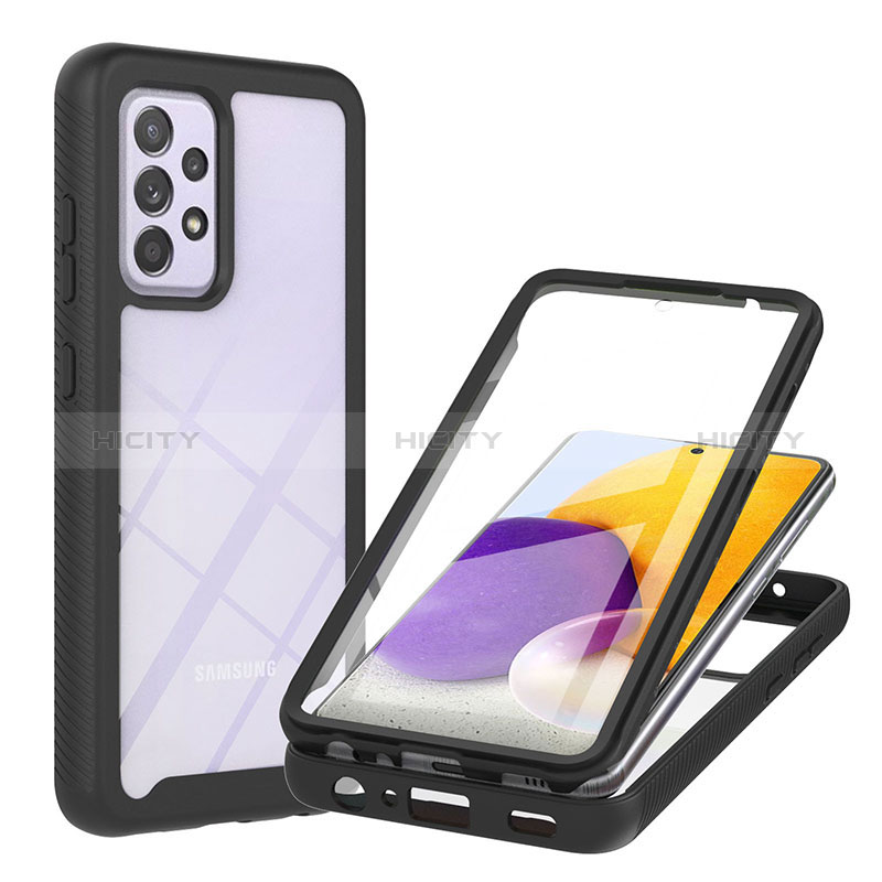 Silicone Transparent Frame Case Cover 360 Degrees ZJ2 for Samsung Galaxy A72 4G Black