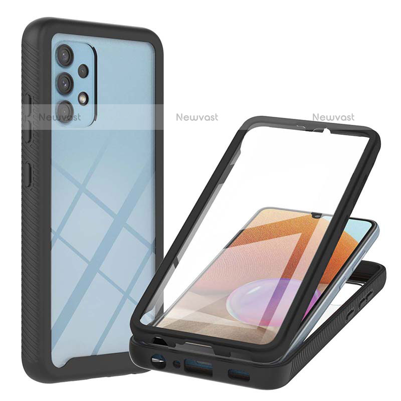 Silicone Transparent Frame Case Cover 360 Degrees ZJ2 for Samsung Galaxy M32 5G Black