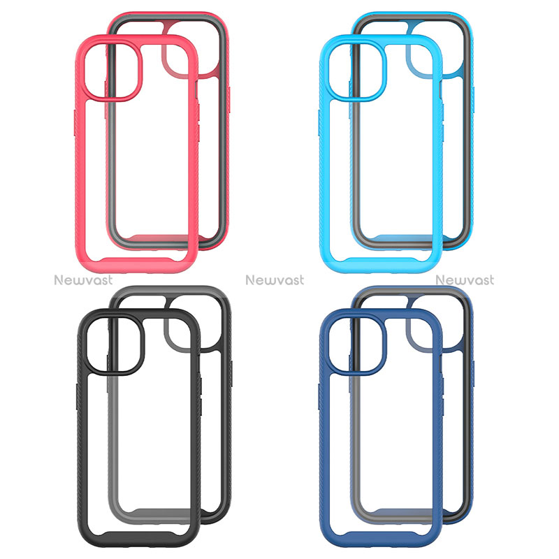 Silicone Transparent Frame Case Cover 360 Degrees ZJ3 for Apple iPhone 15