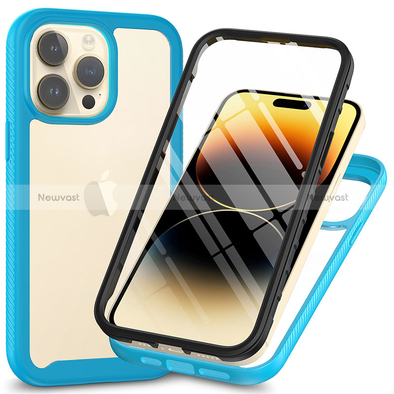 Silicone Transparent Frame Case Cover 360 Degrees ZJ3 for Apple iPhone 15 Pro Max