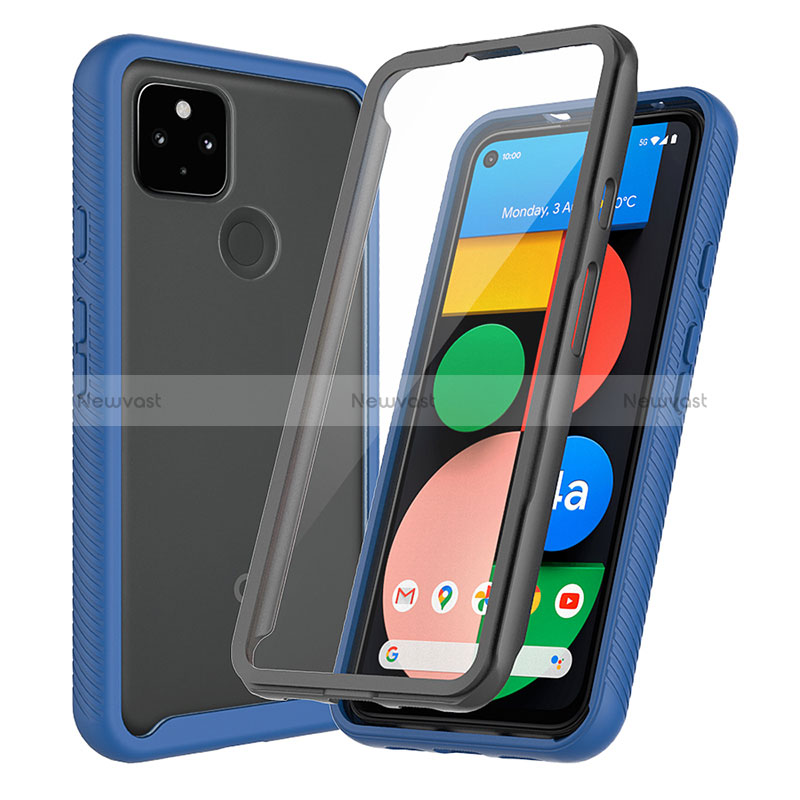 Silicone Transparent Frame Case Cover 360 Degrees ZJ3 for Google Pixel 4a 5G