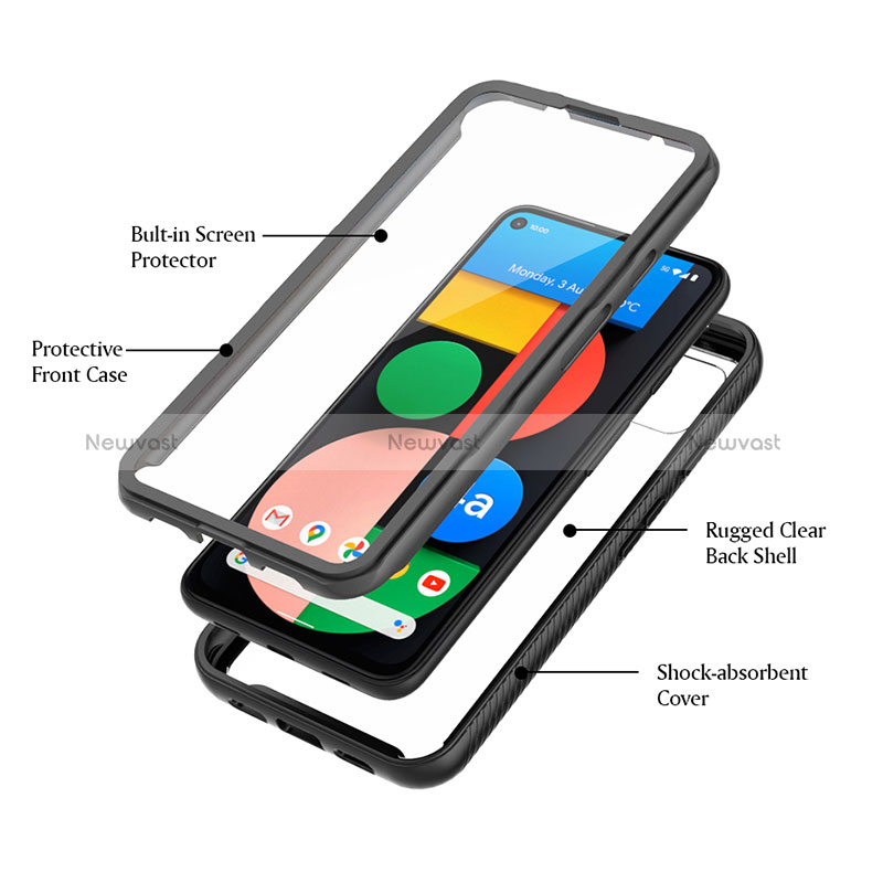 Silicone Transparent Frame Case Cover 360 Degrees ZJ3 for Google Pixel 4a 5G