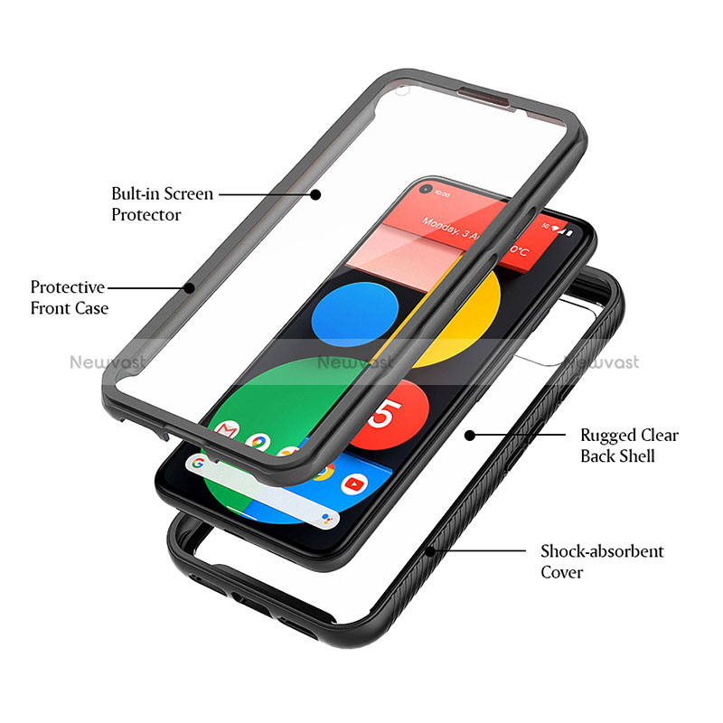 Silicone Transparent Frame Case Cover 360 Degrees ZJ3 for Google Pixel 5