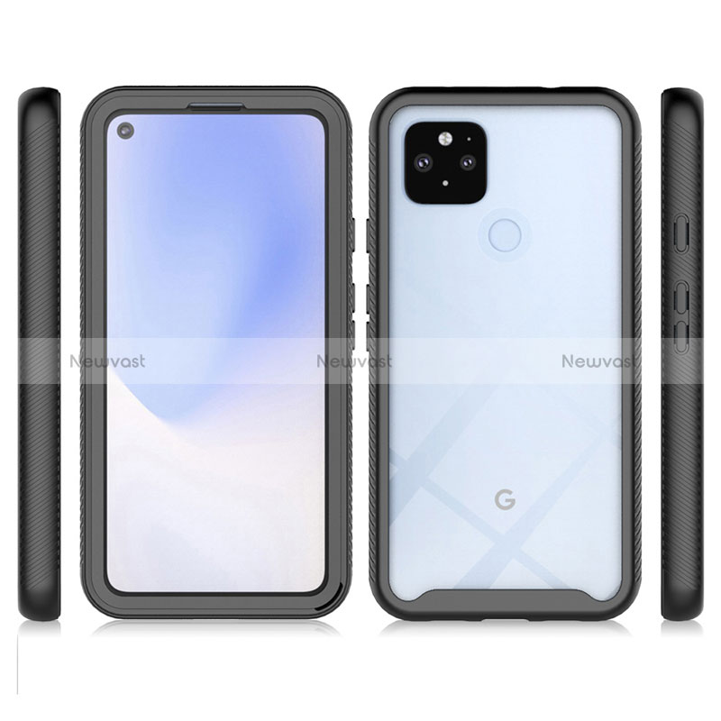 Silicone Transparent Frame Case Cover 360 Degrees ZJ3 for Google Pixel 5 XL 5G