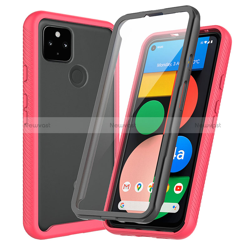 Silicone Transparent Frame Case Cover 360 Degrees ZJ3 for Google Pixel 5a 5G